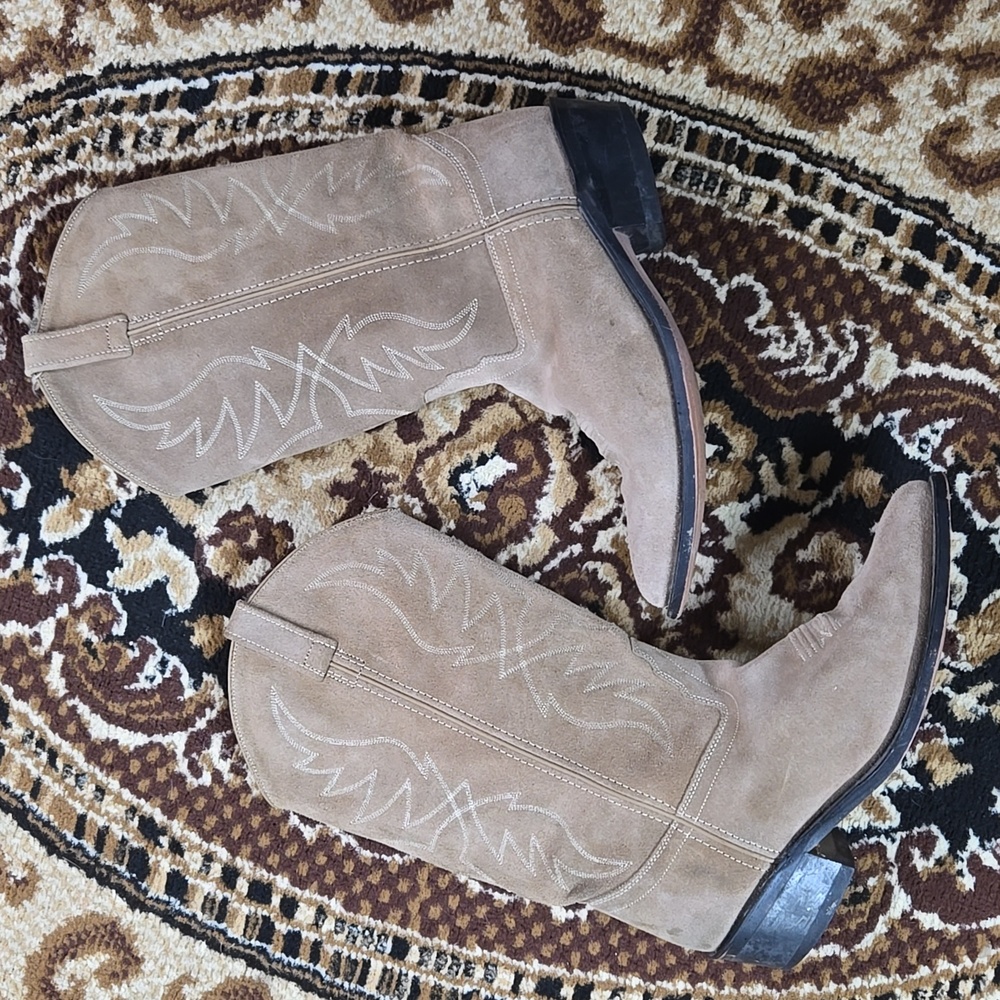 Western Suede Cowboy Boots Leather Cowgirl Retro Rodeo 80s 90s Retro Rodeo 1990